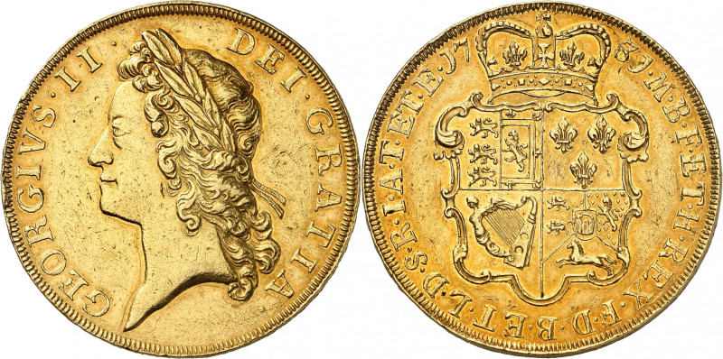 George II, 1727-1760

Five Guineas, 1731. First young laureate bust left, Latin ...