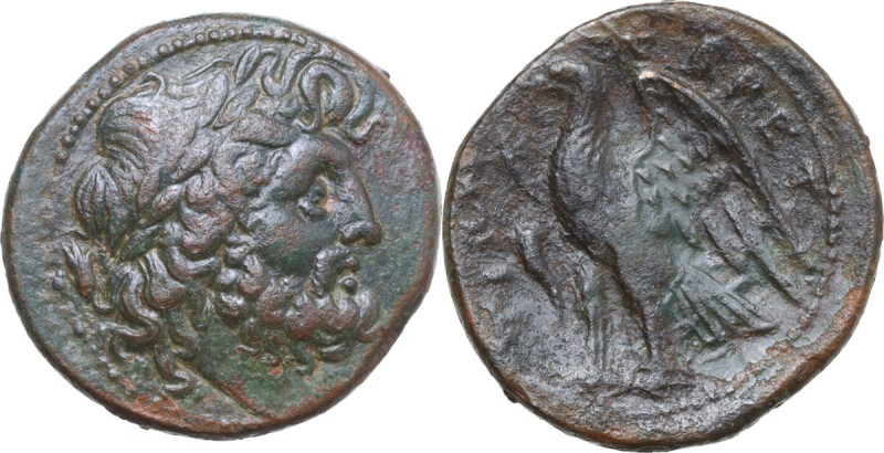 Greek Italy. Bruttium, The Brettii. AE Unit, 214-211 BC. Obv. Head of Zeus right...