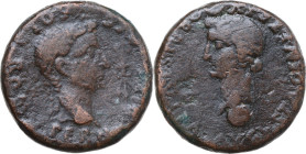 Augustus (27 BC - 14 AD). AE Dupondius, Colonia Romula mint (Spain), after 16 AD. Obv. OL ROM PERM DIVI AVG. Radiate head of Divus Augustus right; six...