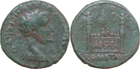 Tiberius as Caesar (4-14). AE As, Lugdunum mint. Struck under Augustus, 9-14 AD. Obv. TI CAESAR AVGVST IMPERAT VII. Laureate head right. Rev. Front el...