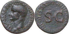 Tiberius (14-37). AE Dupondius, Rome mint, 22-23. Obv. TI CAESAR DIVI AVG F AVGVST IMP VIII. Bare head left. Rev. PONTIF MAXIM TRIBVN POTEST XXIIII. L...