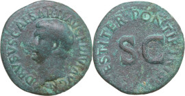 Drusus, son of Tiberius (died 23 AD). AE As, Rome mint, 22-23. Obv. DRVSVS CAESAR TI AVG F DIVI AVG N. Bare head left. Rev. PONTIF TRIBVN POTEST ITER....