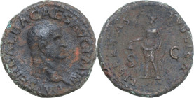 Galba (68-69). AE As, Rome mint. Obv. IMP SER GALBA CAES AVG TR P. Bare head right. Rev. LIBERTAS PVBLICA SC. Libertas standing facing, head left, hol...
