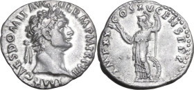 Domitian (81-96). Fourrée Denarius, Rome mint, 88-89. Obv. IMP CAES DOMIT AVG GERM P M TR P VIIII. Laureate head right. Rev. IMP XXI COS XV CENS P P P...