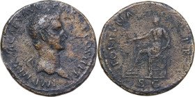 Nerva (96-98). AE Sestertius, 96 AD. Obv. IMP NERVA CAES AVG PM TR P COS II PP. Laureate head right. Rev. FORTVNA PR SC. Fortuna seated left, holding ...
