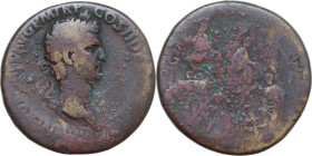 Nerva (96-98). AE Sestertius, Rome mint, 96 AD. Obv. IMP NERVA CAES AVG P M TR P COS II DESIGN III P P. Laureate head right. Rev. CONGIAR - P R, SC. N...