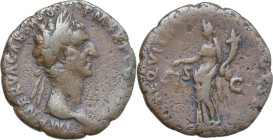 Nerva (96-98). AE As. Rome mint, 97 AD. Obv. IMP NERVA CAES AVG PM TR P CO[.]. Laureate head right. Rev. AEQVITAS AVGVST S C. Aequitas standing left, ...