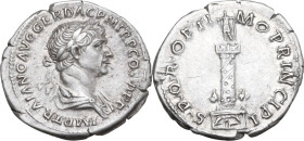 Trajan (98-117). AR Denarius, Rome mint, 112-117. Obv. IMP TRAIANO AVG GER DAC P M TR P COS VI P P. Laureate and draped bust right. Rev. S P Q R OPTIM...