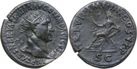 Trajan (98-117). AE Dupondius, 103 AD. Obv. IMP CAES NERVA TRAIAN AVG GERM DACICVS P M. Laureate bust right, wearing aegis. Rev. TR P VII IMP IIII COS...