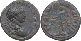 Trajan (98-117). AE As, Rome mint, 103-111. Obv. IMP CAES NERVAE TRAIANO AVG GER DAC P M TR P COS V P P. Laureate and draped bust right with aegis. Re...