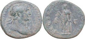 Trajan (98-117). AE As. Rome mint, c. 108-109/10. Obv. IMP CAES NERVAE TRAIANO AVG GER DAC P M TR P COS V P P. Laureate bust right, with slight draper...
