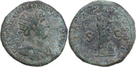 Hadrian (117-138). AE Dupondius. Rome mint, 120-121. Obv. IMP CAESAR TRAIAN HADRIANVS AVG PM TR P COS III. Radiate and draped bust right. Rev. PIETAS ...