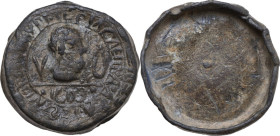 LEAD THERIAC CAPSULE SEAL. Imitative of Alla Testa d'Oro Pharmacy in Venice, 1603. U. Klein, Von Paradies zu Paradies: Theriak und Theriak-Kapseln, SM...