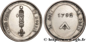 THE CONVENTION
Type : Médaille, Partis de renversement 
Date : 1792 
Metal : silver plated bronze 
Diameter : 35,5  mm
Weight : 14,46  g.
Edge : lisse...