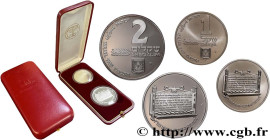 ISRAEL
Type : Coffret Proof et BU de deux monnaies 
Date : 1985 
Metal : silver 
Millesimal fineness : 850  ‰
Edge : cannelée 
Commentary : Ce coffret...
