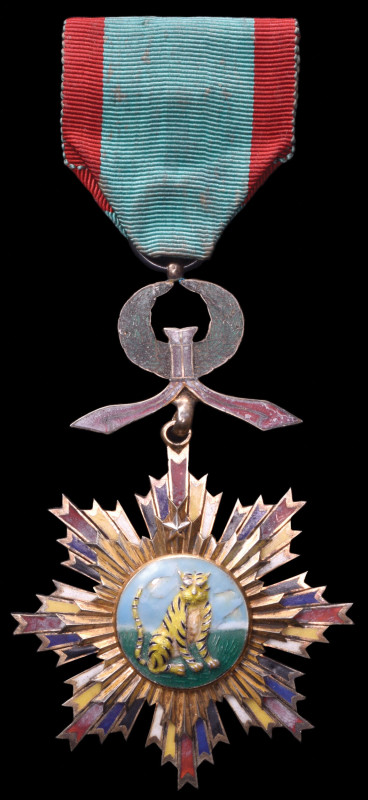China, Republic, Order of the Striped Tiger, Sixth Class breast badge, in silver...