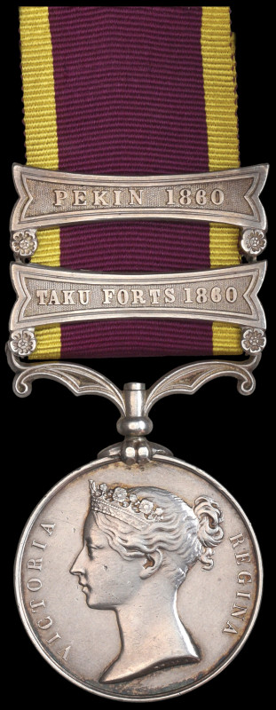 Second China War, 1857-60, 2 clasps, Taku Forts 1860, Pekin 1860 (Chas Hicks. 1s...