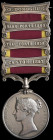 Second China War, 1857-60, 3 clasps, Canton 1857, Taku Forts 1858, Taku Forts 1860, with matching contemporary privately-made top clasp named (G. Dono...
