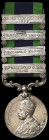India General Service, 1908-35, 4 clasps, Afghanistan N.W.F. 1919, Waziristan 1919-21, Waziristan 1921-24, North West Frontier 1935 (Lt. T. H. Flye, 2...