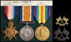 A Great War 1914-15 Trio awarded to Private E. Lerwill, 2nd Battalion, Imperial Light Horse, comprising: 1914-15 Star (Pte E. Lerwill 2nd. I.L.H.); Br...