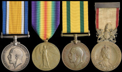 A Great War Territorial Group of 3 awarded to Bombardier Alfred William Hughes, Royal Artillery, comprising: British War and Victory Medals, 1914-1919...