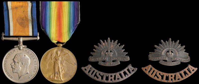 An Australian Great War Pair awarded to Private F. Palmer, 2nd Battalion, Austra...