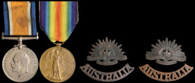 An Australian Great War Pair awarded to Private F. Palmer, 2nd Battalion, Australian Infantry Force, comprising: British War and Victory Medals, 1914-...