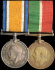 A Scarce Great War New Zealand Mercantile Marine War Medal Pair with H.M. New Zealand Transport ‘On War Service’ badge to Seaman Edwin E. Knewstubb, M...