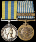 A Korean War Pair awarded to Private L. P. Jay, Gloucestershire Regiment, comprising: Korea Medal, 1950-53 (22359989 Pte. L. P. Jay. Glosters); U.N. K...