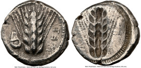 LUCANIA. Metapontum. Ca. 470-440 BC. AR stater (19mm, 11h). NGC Choice VF, smoothing, scratches. MET (retrograde), grain ear; head of ram upward in le...