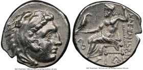 MACEDONIAN KINGDOM. Alexander III the Great (336-323 BC). AR drachm (17mm, 1h). NGC XF, edge cut, flan flaw. Early posthumous issue, Lampsacus, ca. 32...