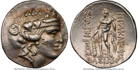 THRACIAN ISLANDS. Thasos. Ca. 2nd-1st centuries BC. AR tetradrachm (31mm, 12h). NGC XF. Ca. 148-90/80 BC. Head of Dionysus right, wreathed with ivy, w...