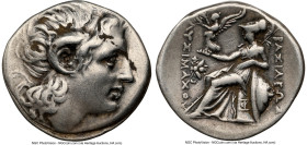 THRACIAN KINGDOM. Lysimachus (305-281 BC). AR drachm (19mm, 4.28 gm, 12h). NGC VF 5/5 - 3/5, marks, brushed. Ephesus, ca. 294-287 BC. Diademed head of...