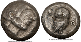 ATTICA. Athens. Ca. 510/500-480 BC. AR tetradrachm (21mm, 17.23 gm, 4h). NGC Choice VF 4/5 - 3/5, flan flaw. Head of Athena right, wearing crested Att...