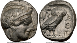 ATTICA. Athens. Ca. 440-404 BC. AR tetradrachm (24mm, 17.19 gm, 1h). NGC Choice XF 4/5 - 4/5. Mid-mass coinage issue. Head of Athena right, wearing ea...