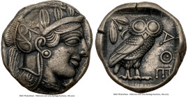 ATTICA. Athens. Ca. 440-404 BC. AR tetradrachm (23mm, 17.17 gm, 1h). NGC XF 5/5 - 4/5. Mid-mass coinage issue. Head of Athena right, wearing earring, ...