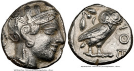 ATTICA. Athens. Ca. 440-404 BC. AR tetradrachm (24mm, 17.18 gm, 8h). NGC Choice VF 4/5 - 3/5, edge cut. Mid-mass coinage issue. Head of Athena right, ...