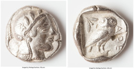 ATTICA. Athens. Ca. 440-404 BC. AR tetradrachm (25mm, 16.70 gm, 2h). Choice VF, test cut. Mid-mass coinage issue. Head of Athena right, wearing earrin...