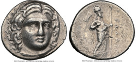 CARIAN SATRAPS. Pixodarus (ca. 341-336/5 BC). AR didrachm (21mm, 12h). NGC Choice VF, light smoothing, flan flaw, brushed. Head of Apollo facing, turn...