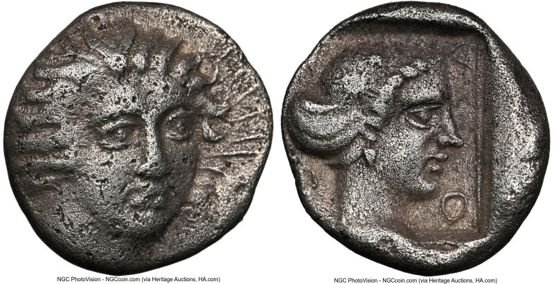 CARIAN ISLANDS. Rhodes. Ca. 408-390 BC. AR hemidrachm (7mm, 12h). NGC Choice VF....