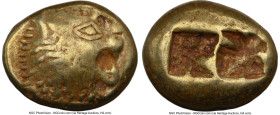 LYDIAN KINGDOM. Alyattes or Walwet (ca. 610-546 BC). EL third-stater or trite (13mm, 4.68 gm). NGC VF 5/5 - 4/5. Lydo-Milesian standard, Sardes, unins...