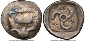 LYCIAN DYNASTS. Mithrapata (ca. 390-360 BC). AR sixth-stater (14mm, 5h). NGC Choice VF. Uncertain mint. Lion scalp facing / Mith (abbreviating Mithrap...