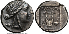 LYCIAN LEAGUE. Olympus. Ca. 167-81 BC. AR drachm (14mm, 1h). NGC XF. Series 2, ca. 88-84 BC. Laureate bust of Apollo right, hair falling in two ringle...
