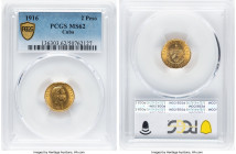 Republic gold 2 Pesos 1916 MS62 PCGS, Philadelphia mint, KM17, Fr-6. HID09801242017 © 2024 Heritage Auctions | All Rights Reserved