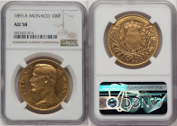 Albert I gold 100 Francs 1891-A AU58 NGC, Paris mint, KM105, Fr-13, Gad-MC124. High end AU with generously lustered fields reflective fields. HID09801...