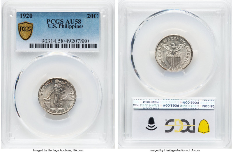 USA Administration 3-Piece Lot of Certified 20 Centavos AU58 PCGS, 1) Centavos 1...