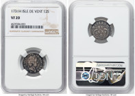 French Colony. Isle de Vent 12 Sols 1731-H VF20 NGC, La Rochelle mint, KM-C2. Louis XV. HID09801242017 © 2024 Heritage Auctions | All Rights Reserved