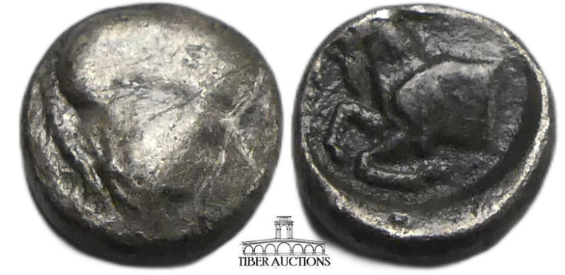 LESBOS. Methymna (?). Circa 500/480-460 BC. Obol (Silver, 8 mm, .75 g.). Forepar...