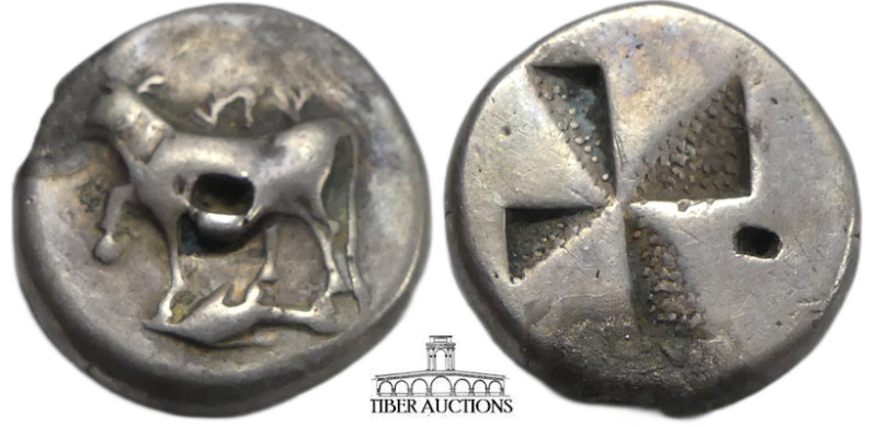 THRACE, Byzantion. Circa 340-320 BC. AR Siglos (16 mm, 4.57 g). Heifer standing ...