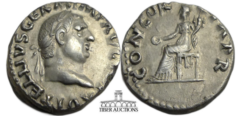 Vitellius. AD 69. AR Denarius (19 mm, 3.06 g.). Rome mint. Struck circa late Apr...